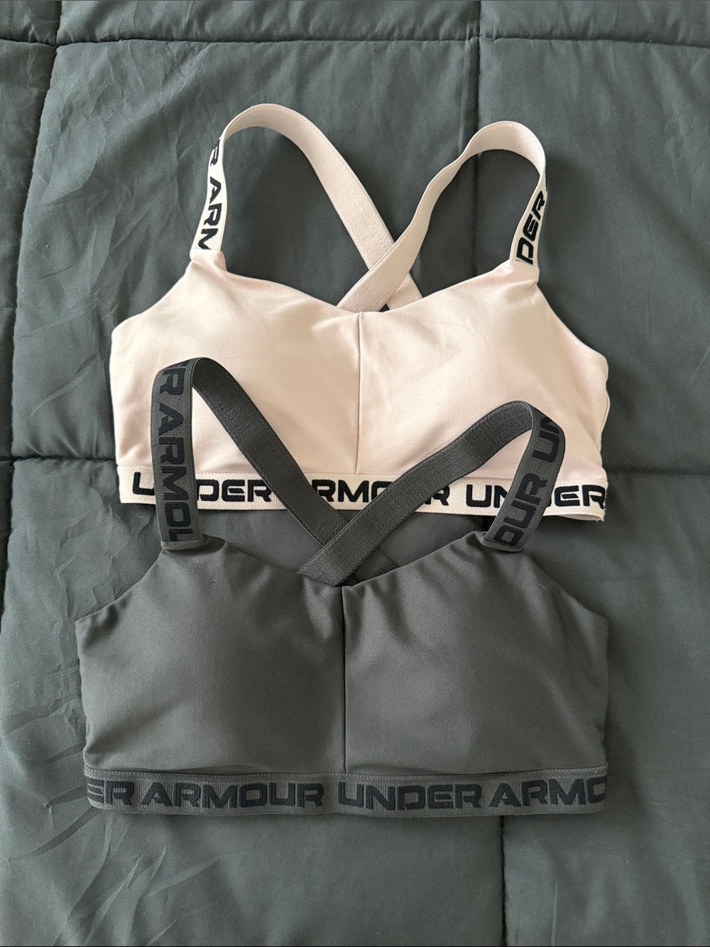 Under Armour Women’s Crossback Sports Bras – Cream and Gray (2-Pack)